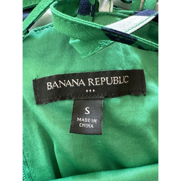 Banana Republic silky Sleeveless green Blue Floral dress Zip Back Sz Small - Picture 3 of 7